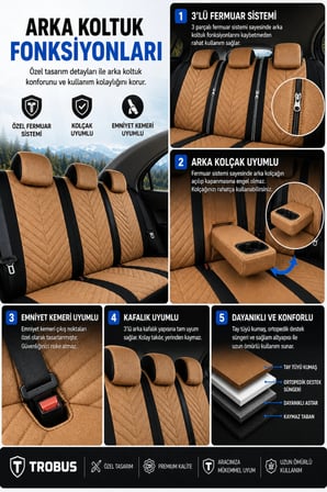 Nissan Juke 2010+ Uyumlu Vertör Serisi Ortopedik Tay Tüyü Taba Siyah Koltuk Kılıfı