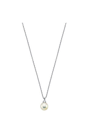 14 Ayar Altın 5 mm Doğal İnci 0,04 Ct Pırlantalı Kolye