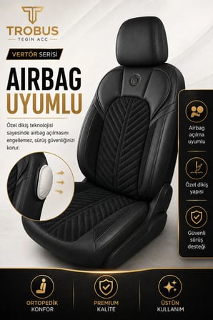Renault Symbol 2008+ Uyumlu Vertör Serisi Ortopedik Tay Tüyü Siyah Koltuk Kılıfı