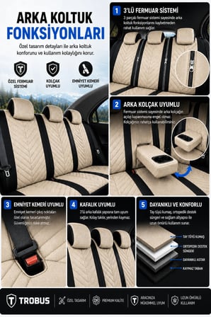 Skoda Octavia 2004+ Uyumlu Vertör Serisi Ortopedik Tay Tüyü Bej Siyah Koltuk Kılıfı