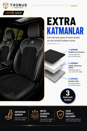 Suzuki Swift 2005+ Uyumlu Vertör Serisi Ortopedik Tay Tüyü Siyah Beyaz Koltuk Kılıfı