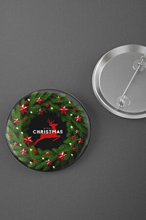 Merry Christmas - Yeni Yıl - Yılbaşı - Iğneli Rozet - Broş - Çanta Rozeti 3 Adet