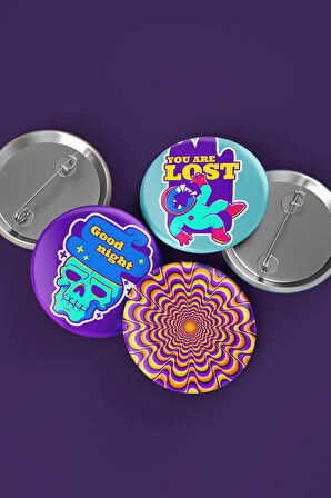 Saykodelik - Şanslı - İğneli Buton Rozet Seti - Broş - Yaka - Çanta Rzt. 5 Adet