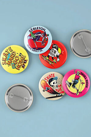 Skate - Skater - Eğlenceli Kaykay Rozet Ve Skate Badge 5 Adet - Iğneli