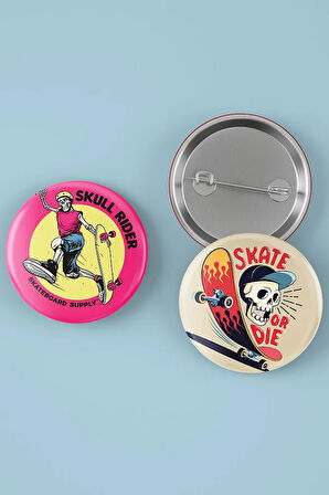 Skate - Skater - Eğlenceli Kaykay Rozet Ve Skate Badge 5 Adet - Iğneli