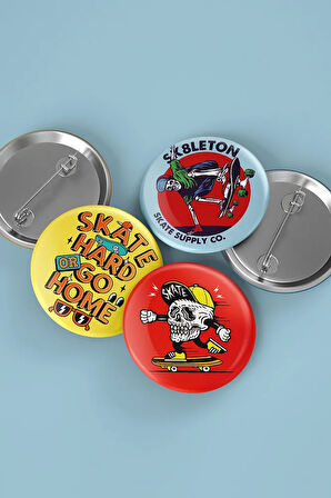 Skate - Skater - Eğlenceli Kaykay Rozet Ve Skate Badge 5 Adet - Iğneli