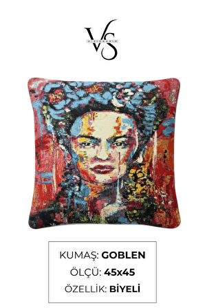  Jakarlı Dokuma Goblen Kırlent Kılıfı – 45x45 cm Biyeli ve Çift Taraflı Dekoratif Yastık