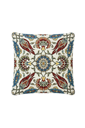 Jakarlı Dokuma Goblen Kırlent Kılıfı – 45x45 cm Biyeli ve Çift Taraflı Dekoratif Yastık