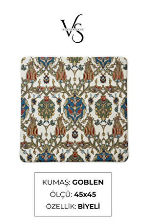  Jakarlı Dokuma Goblen Kırlent Kılıfı – 45x45 cm Biyeli ve Çift Taraflı Dekoratif Yastık