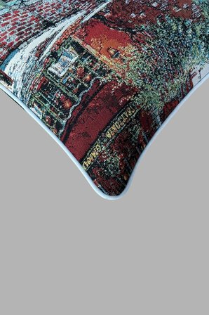 Kırlent Jakarlı Dokuma Goblen Kumaş - 45x45cm Biyeli Çift Taraflı Dekoratif Kırlent Kılıfı