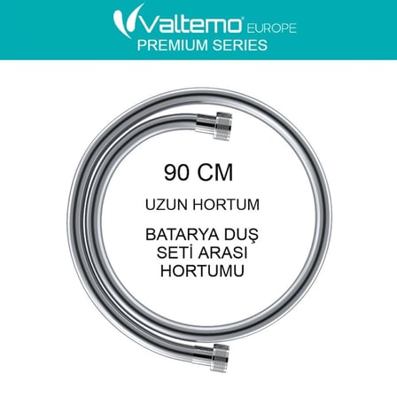 VALTEMO 90 CM PİRİNÇ SOMUN NEOFLEX KROM DUŞ HORTUMU