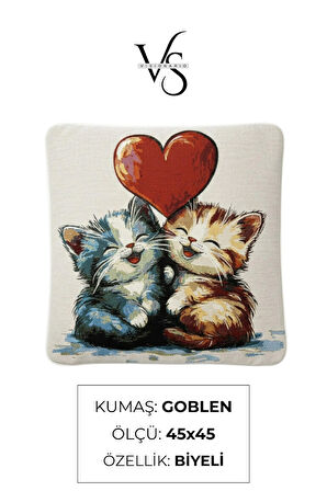 Jakarlı Dokuma Goblen Kırlent Kılıfı – 45x45 cm Biyeli ve Çift Taraflı Dekoratif Yastık