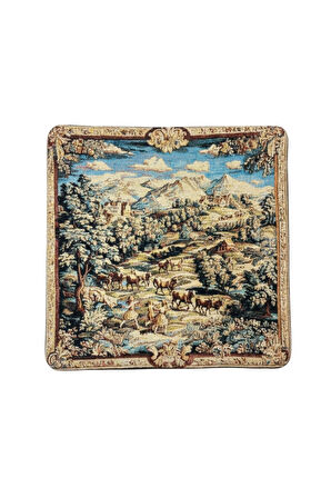 Jakarlı Dokuma Goblen Kırlent Kılıfı – 45x45 cm Biyeli ve Çift Taraflı Dekoratif Yastık