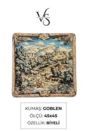 Jakarlı Dokuma Goblen Kırlent Kılıfı – 45x45 cm Biyeli ve Çift Taraflı Dekoratif Yastık