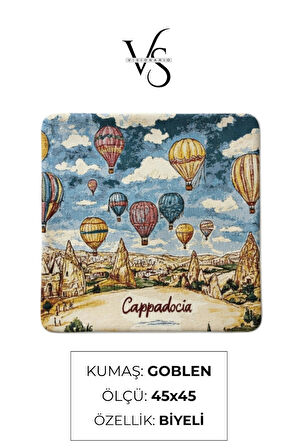  Jakarlı Dokuma Goblen Kırlent Kılıfı – 45x45 cm Biyeli ve Çift Taraflı Dekoratif Yastık