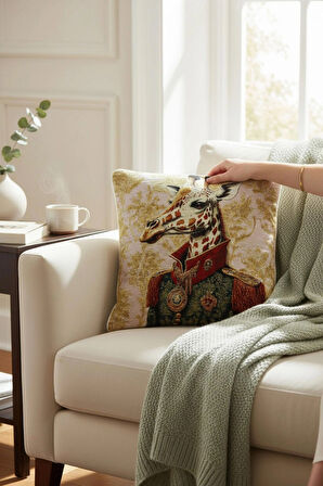 Jakarlı Dokuma Goblen Kırlent Kılıfı – 45x45 cm Biyeli ve Çift Taraflı Dekoratif Yastık