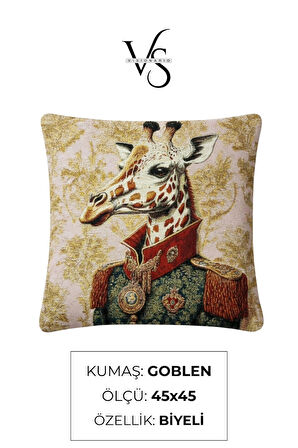 Jakarlı Dokuma Goblen Kırlent Kılıfı – 45x45 cm Biyeli ve Çift Taraflı Dekoratif Yastık