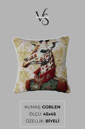 Kırlent Jakarlı Dokuma Goblen Kumaş - 45x45cm Biyeli Çift Taraflı Dekoratif Kırlent Kılıfı