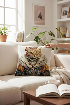 Jakarlı Dokuma Goblen Kırlent Kılıfı – 45x45 cm Biyeli ve Çift Taraflı Dekoratif Yastık