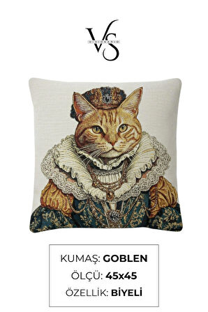 Jakarlı Dokuma Goblen Kırlent Kılıfı – 45x45 cm Biyeli ve Çift Taraflı Dekoratif Yastık