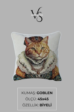 Kırlent Jakarlı Dokuma Goblen Kumaş - 45x45cm Biyeli Çift Taraflı Dekoratif Kırlent Kılıfı