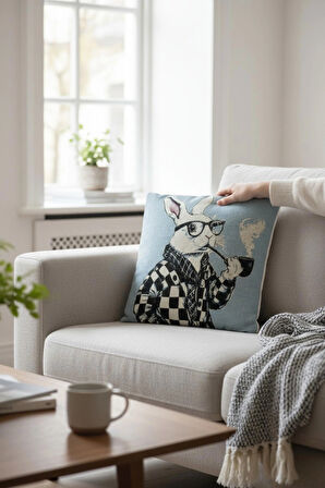 Jakarlı Dokuma Goblen Kırlent Kılıfı – 45x45 cm Biyeli ve Çift Taraflı Dekoratif Yastık