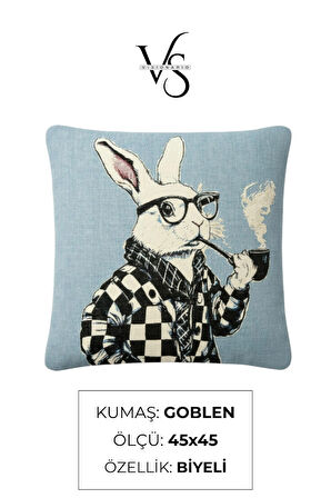 Jakarlı Dokuma Goblen Kırlent Kılıfı – 45x45 cm Biyeli ve Çift Taraflı Dekoratif Yastık