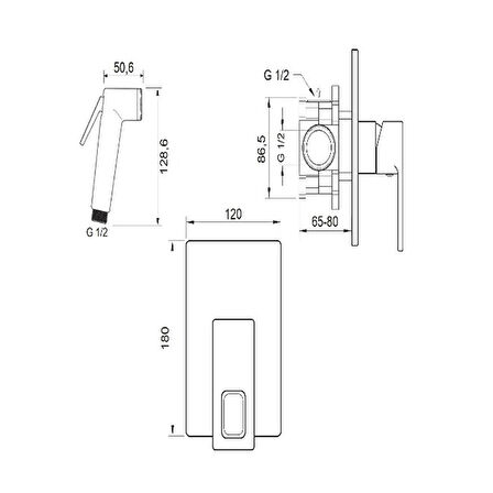 VALTEMO QUATRO SQUARE ANKASTRE SHUT-OFF BATARYA SETİ (KROM)