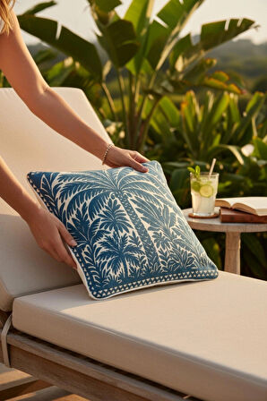 Jakarlı Dokuma Goblen Kırlent Kılıfı – 45x45 cm Biyeli ve Çift Taraflı Dekoratif Yastık