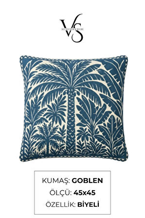 Jakarlı Dokuma Goblen Kırlent Kılıfı – 45x45 cm Biyeli ve Çift Taraflı Dekoratif Yastık