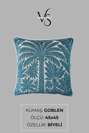 Kırlent Jakarlı Dokuma Goblen Kumaş - 45x45cm Biyeli Çift Taraflı Dekoratif Kırlent Kılıfı