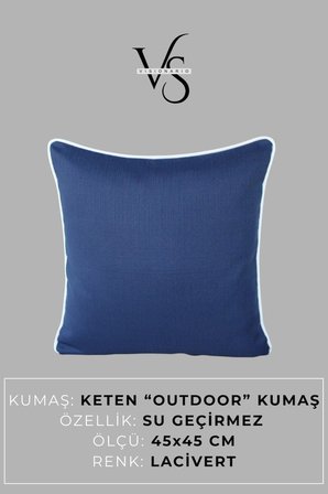 Kırlent Kılıfı 45x45 Su Geçirmez Outdoor Keten Beyaz Biyeli Tekne Bahçe Balkon