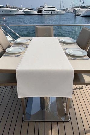 Marin Runner 145x40 ve 2’li 45x45 Kırlent Seti Su Geçirmez Outdoor Keten Tekne Bahçe Salon ve Balkon