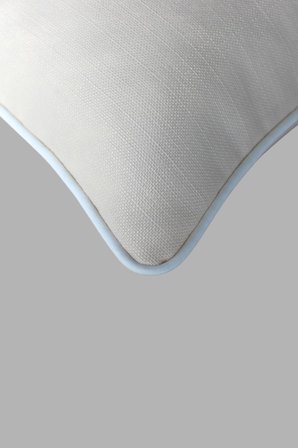 Kırlent Kılıfı 45x45 Marin Nakışlı Yosun Desen Su İtici Outdoor Keten Beyaz Biyeli Tekne Bahçe