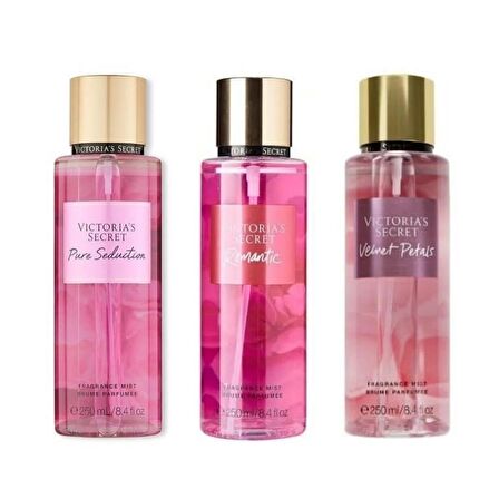 VICTORIA'S SECRET Pure Seduction-Romantic-Velvet Petals Vücut Spreyi Üçlü Set