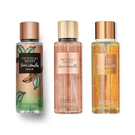 VICTORIA'S SECRET Bare Vanilla Noir-Bare Vanilla-Bare Vanilla Heat Vücut Spreyi Üçlü Set