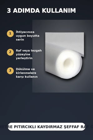 3 Metre Kalın Dokulu Şeffaf Raf Örtüsü, Kabarcıklı Tezgah ve Dolap İçi Koruyucu Mat