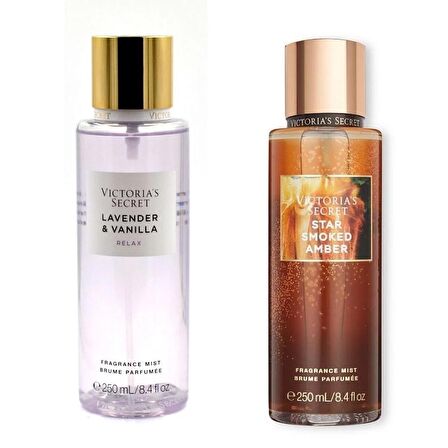 VICTORIA'S SECRET Lavender ve Vanilla-Star Smoked Amber Vücut Spreyi İkili Set