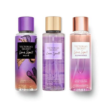 VICTORIA'S SECRET Love Spell Noir-Love Spell-Love Spell Sunkissed Vücut Spreyi Üçlü Set