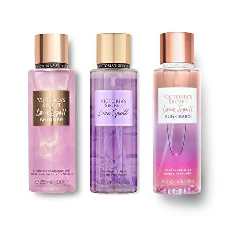 VICTORIA'S SECRET Love Spell Işıltılı-Love Spell-Love Spell Sunkissed Vücut Spreyi Üçlü Set