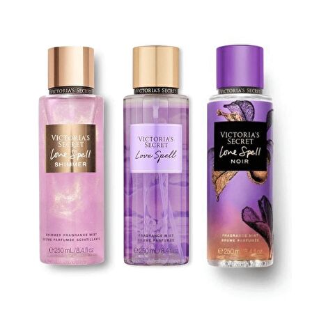 VICTORIA'S SECRET Love Spell Işıltılı-Love Spell-Love Spell Noir Vücut Spreyi Üçlü Set