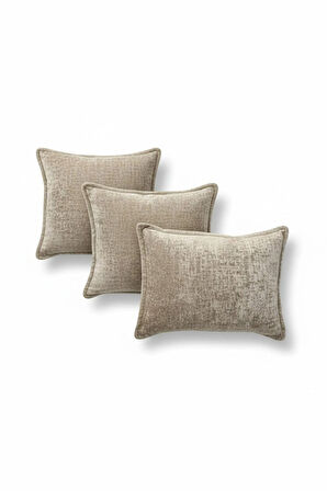 Kırlent İthal Kadife Kumaş 3'lü Set - Yumuşak Dokulu Dekoratif Özel Tasarım Kırlent Kılıfı - S08