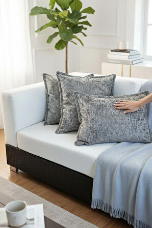 Kırlent İthal Kadife Kumaş 3'lü Set - Yumuşak Dokulu Dekoratif Özel Tasarım Kırlent Kılıfı - S04