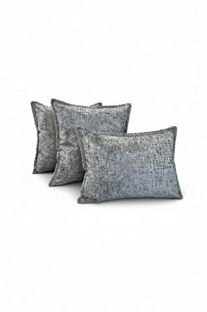 Kırlent İthal Kadife Kumaş 3'lü Set - Yumuşak Dokulu Dekoratif Özel Tasarım Kırlent Kılıfı - S04