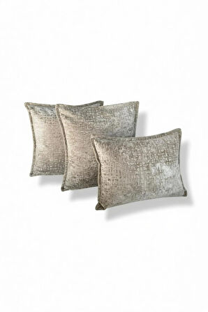 Kırlent İthal Kadife Kumaş 3'lü Set - Yumuşak Dokulu Dekoratif Özel Tasarım Kırlent Kılıfı - S02