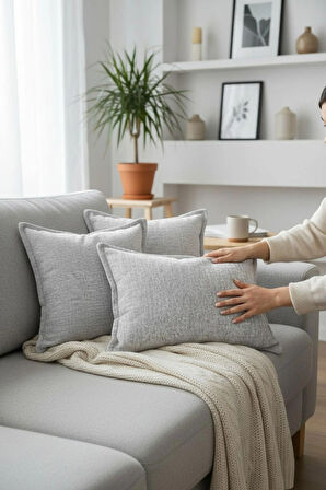 Kırlent İthal Kadife Kumaş 3'lü Set - Yumuşak Dokulu Dekoratif Özel Tasarım Kırlent Kılıfı - S09