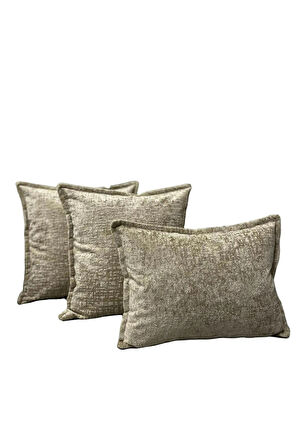 Kırlent İthal Kadife Kumaş 3'lü Set - Yumuşak Dokulu Dekoratif Özel Tasarım Kırlent Kılıfı - S03