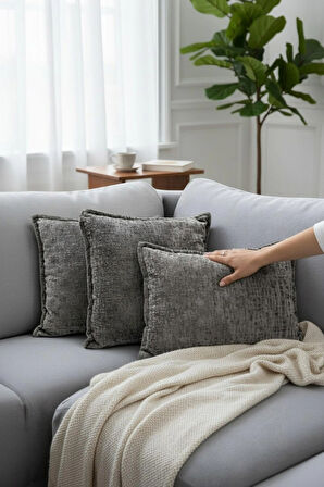 Kırlent İthal Kadife Kumaş 3'lü Set - Yumuşak Dokulu Dekoratif Özel Tasarım Kırlent Kılıfı - S05