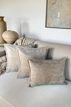 Kırlent İthal Kadife Kumaş 3'lü Set - Yumuşak Dokulu Dekoratif Özel Tasarım Kırlent Kılıfı - S01