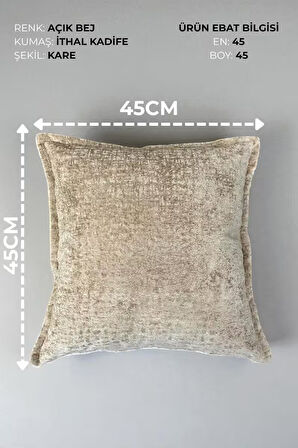  Kırlent İthal Kadife Kumaş - 45X45cm Yumuşak Dokulu Dekoratif Özel Tasarım Kırlent Kılıfı - S08